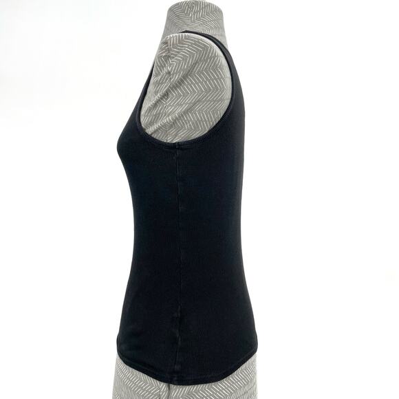 Basic Y2K Black Beater Tank 00s Ribbed Cotton Solid Layering Minimal Masc Size M - Picture 2 of 7